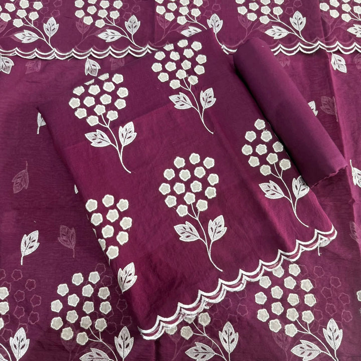 Premium Mal Chanderi Unstiched Suit Set-LF1201-C