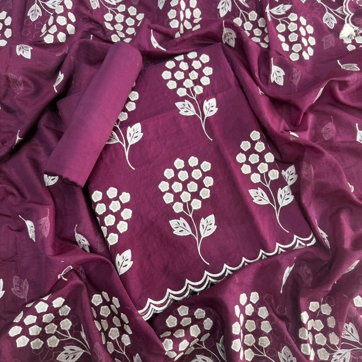 Premium Mal Chanderi Unstiched Suit Set-LF1201-C