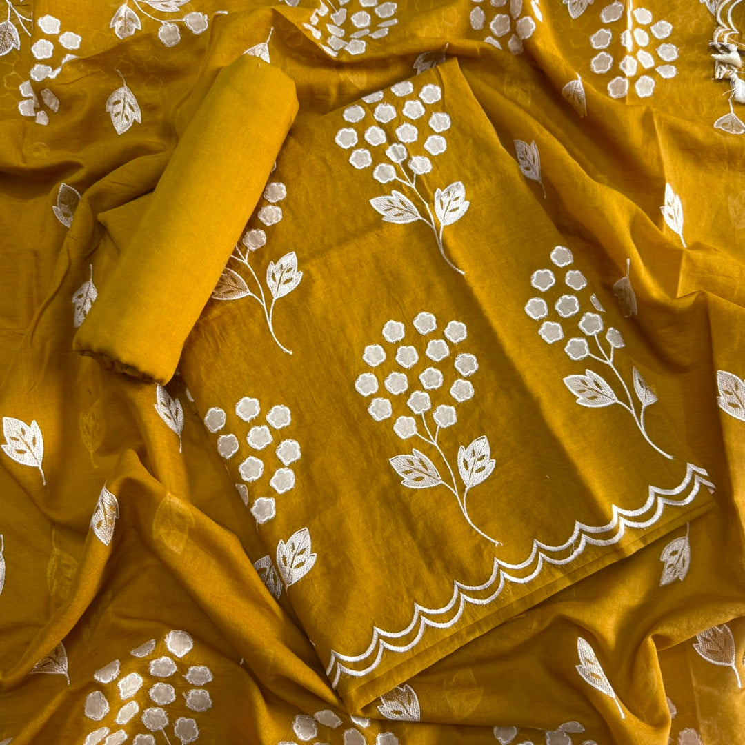 Premium Mal Chanderi Unstiched Suit Set-LF1201-E