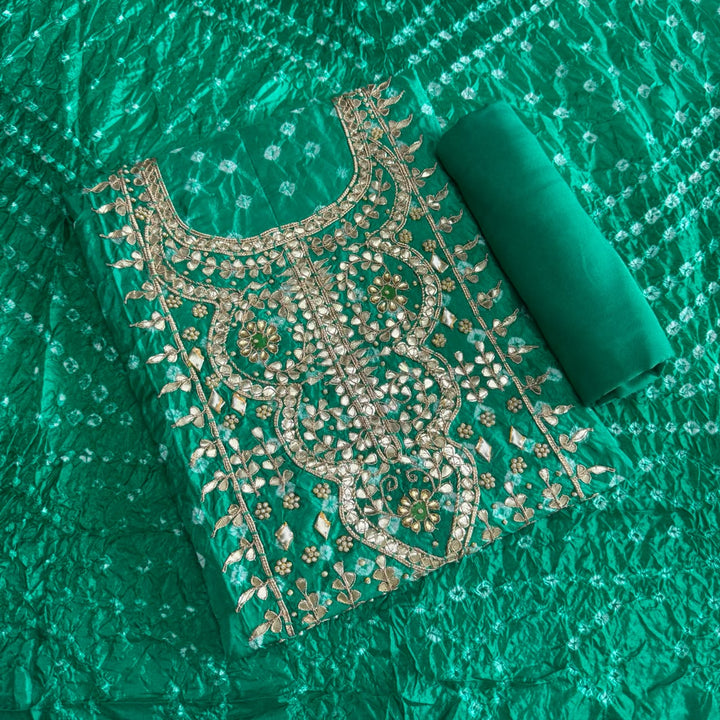 Elegant Bandhani Silk Suit Set-PT9371-F