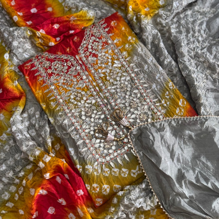 Premium Bandhani Silk Suit Set-PT9374-A2
