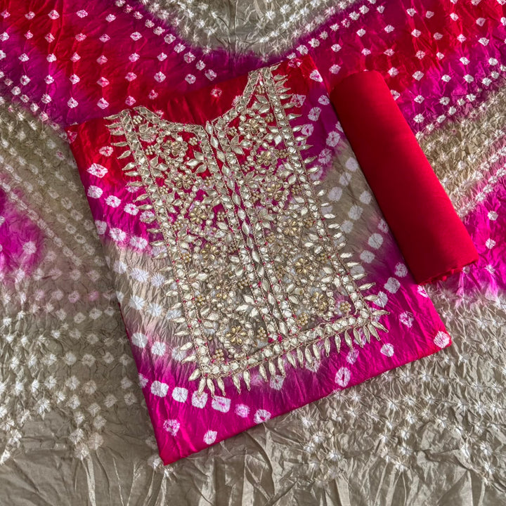 Premium Bandhani Silk Suit Set-PT9374-A