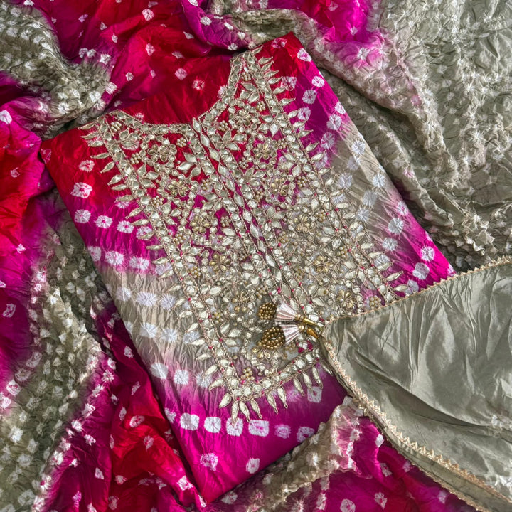Premium Bandhani Silk Suit Set-PT9374-A
