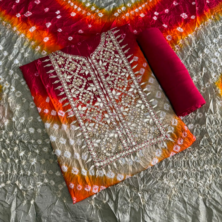 Premium Bandhani Silk Suit Set-PT9374-A1