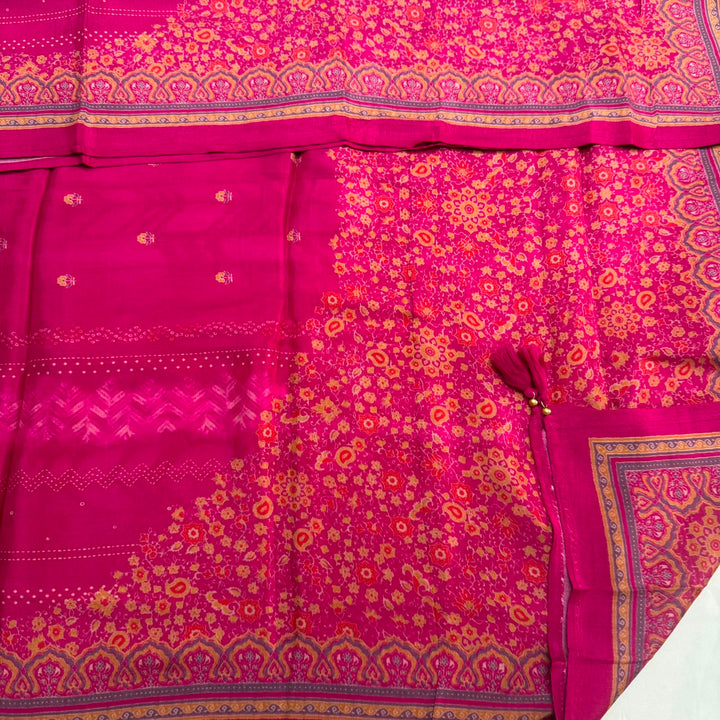 Elegant Bandhani Modal Silk Unstitched Suit Set|Traditional Ethnic Dress Material-NY3103-1