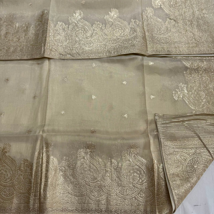 Elegant Shimmer Tissue Unstitched Suit Set-SF037A-A1