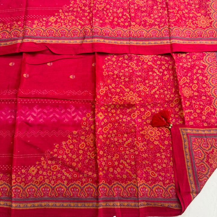 Elegant Bandhani Modal Silk Unstitched Suit Set|Traditional Ethnic Dress Material-NY3103-2