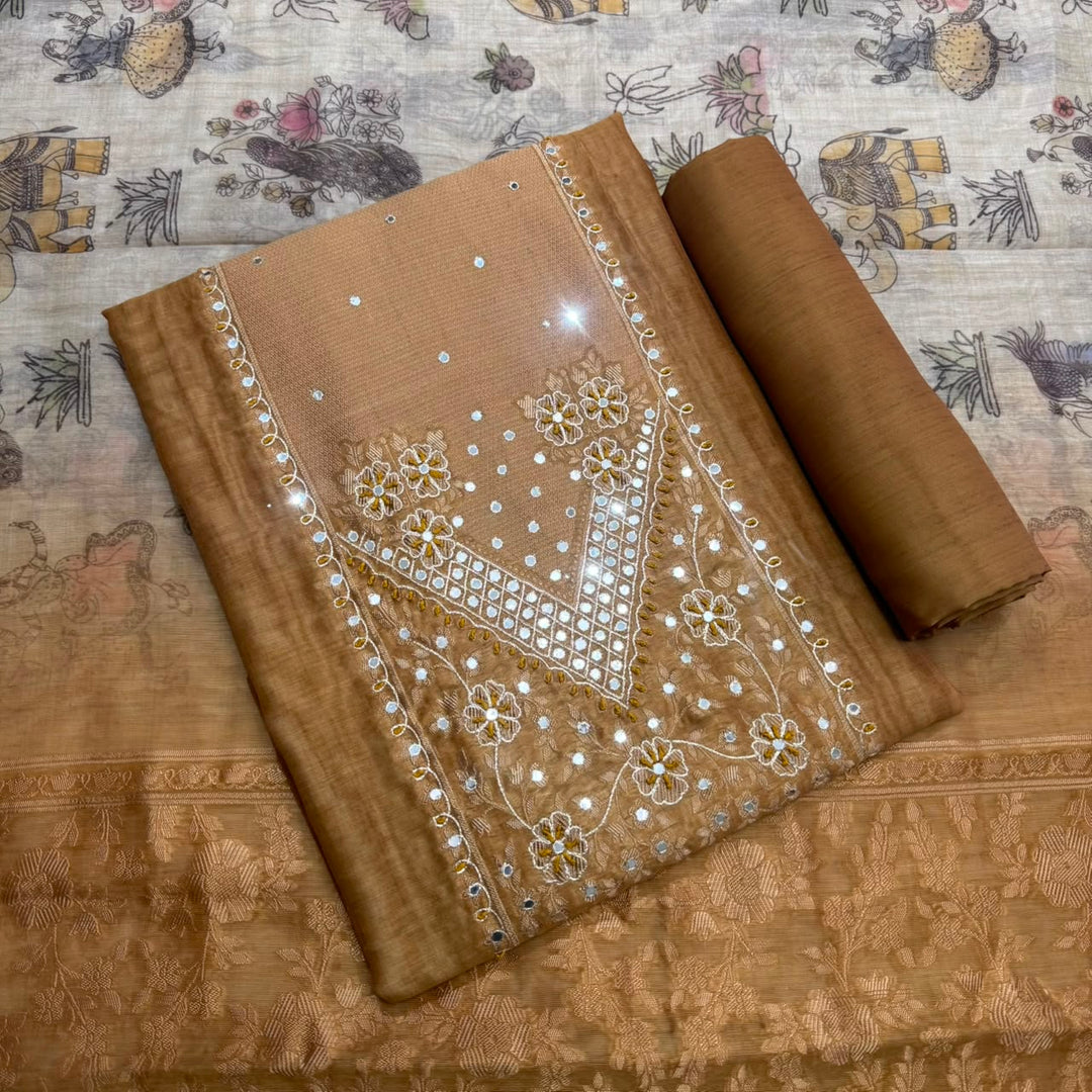 Premium Chanderi Unstitched Suit Set-NY6254-A3