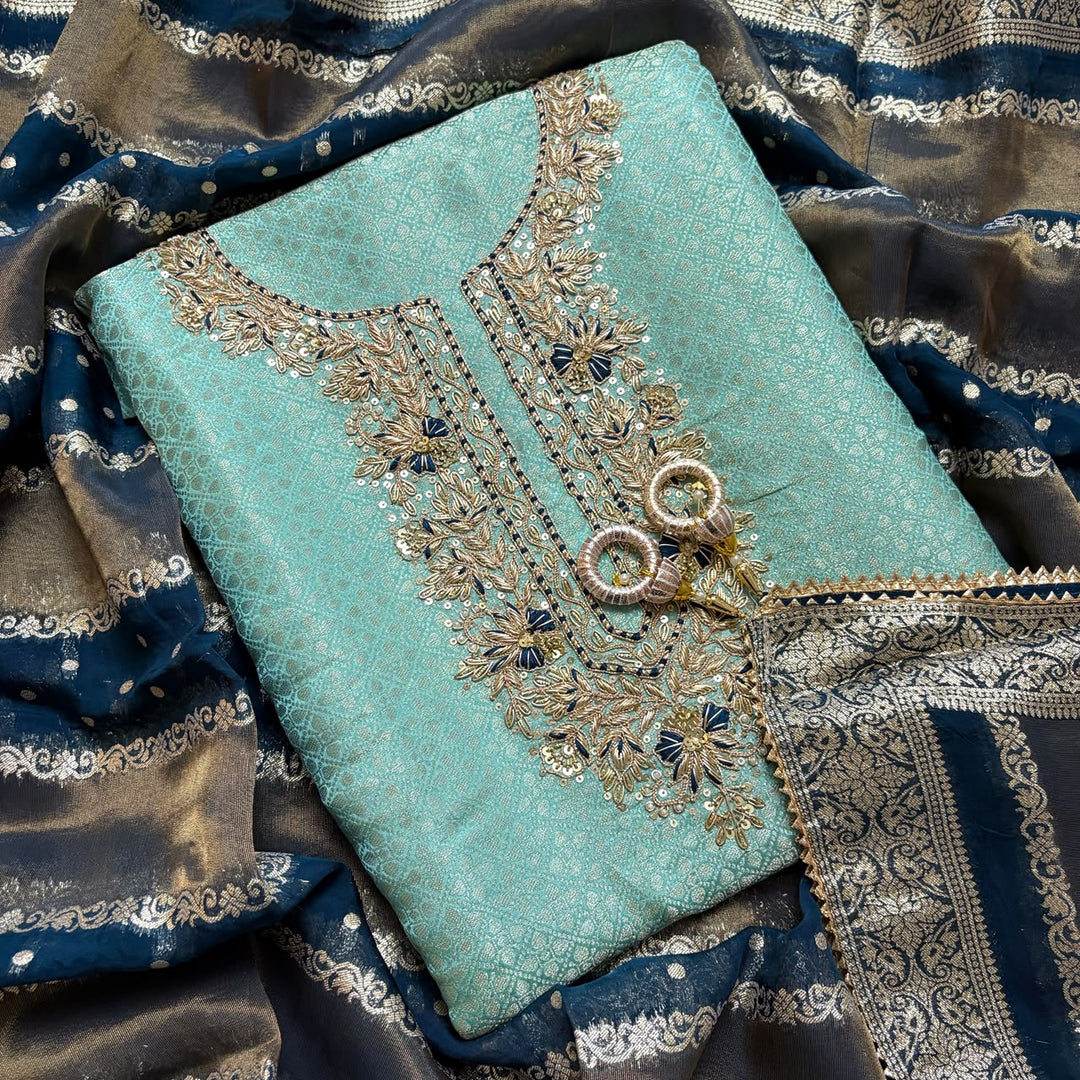 Luxury Tissue Dabka Work Unstitched Suit Set - RC2473-02