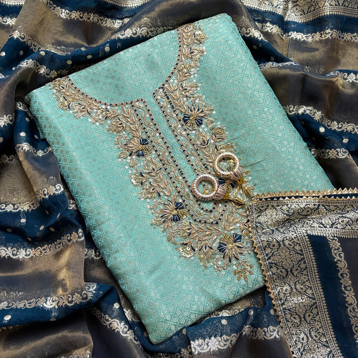 Luxury Tissue Dabka Work Unstitched Suit Set - RC2473-02