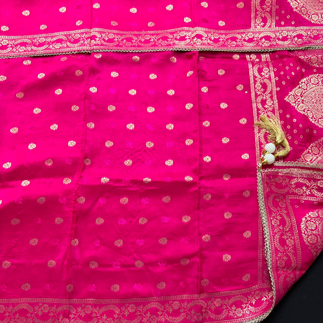 Premium Dola Silk Self Print Unstitched Suit with Madhubani Work - RC1009-2