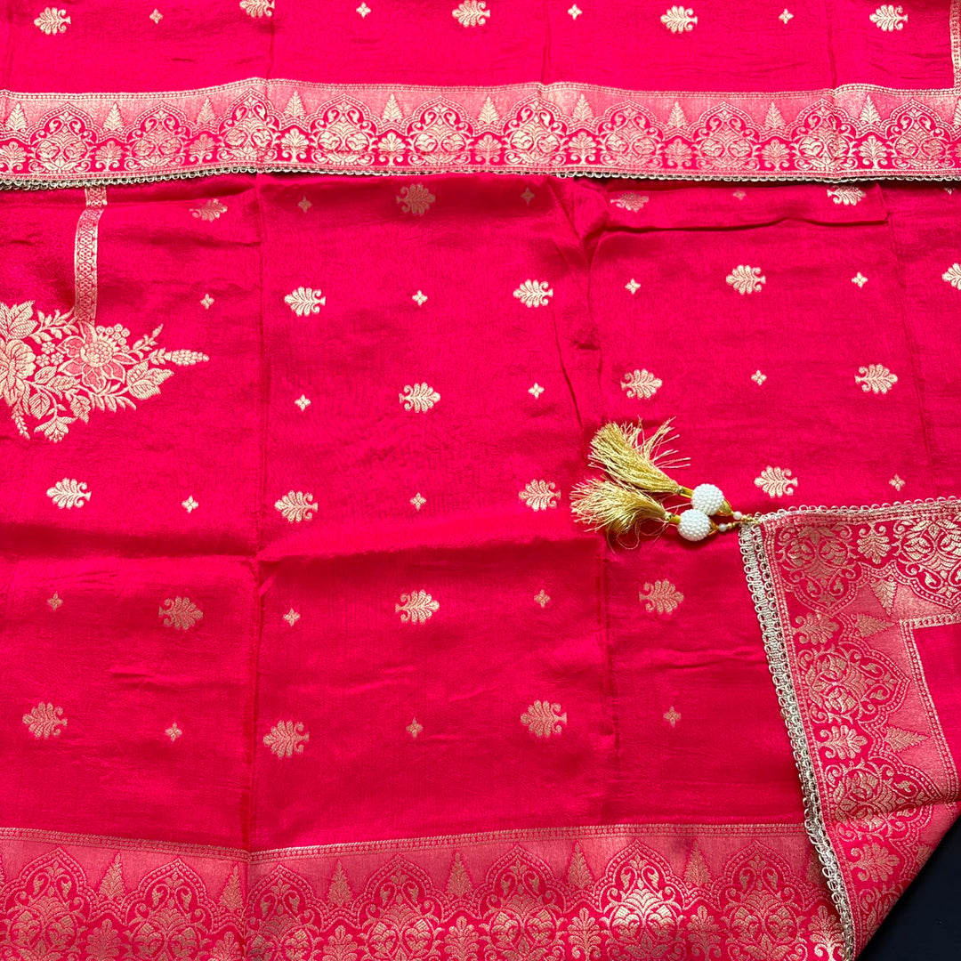 Premium Dola Silk Self Print Unstitched Suit with Madhubani Work - RC1009-3