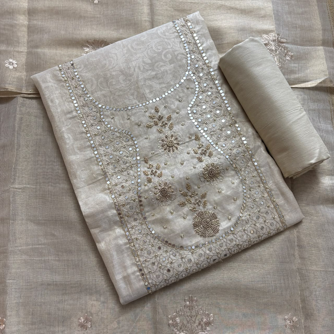 Luxury Tissue Dabka Work Unstitched Suit Set -R19695-A