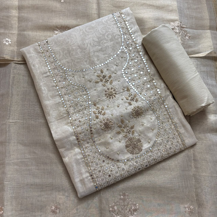 Luxury Tissue Dabka Work Unstitched Suit Set -R19695-A