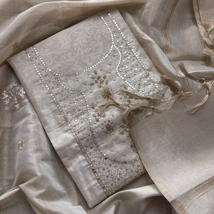 Luxury Tissue Dabka Work Unstitched Suit Set -R19695-A