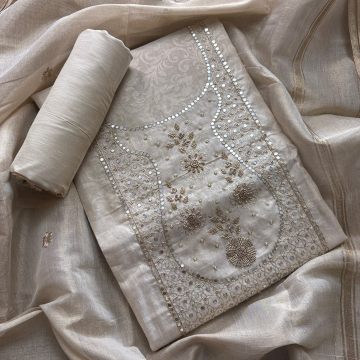 Luxury Tissue Dabka Work Unstitched Suit Set -R19695-A