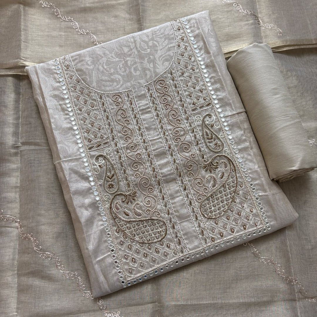 Luxury Tissue Dabka Work Unstitched Suit Set -R19695-A1
