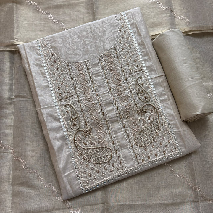 Luxury Tissue Dabka Work Unstitched Suit Set -R19695-A1
