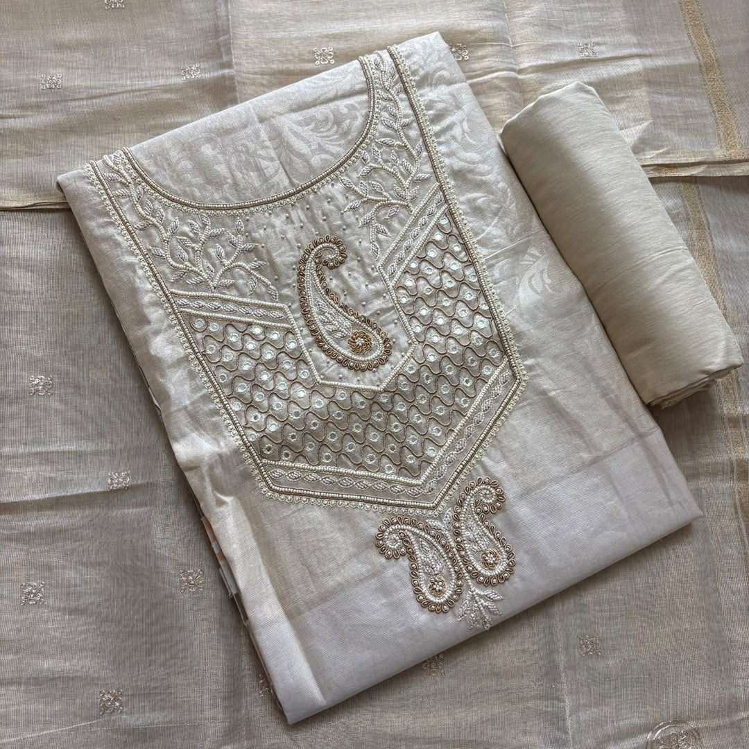 Luxury Tissue Dabka Work Unstitched Suit Set -R19689-A