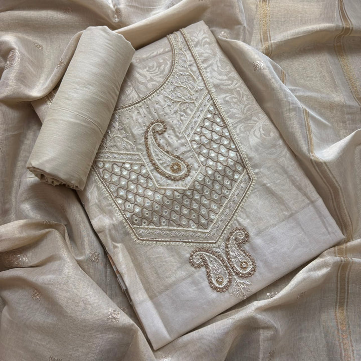 Luxury Tissue Dabka Work Unstitched Suit Set -R19689-A