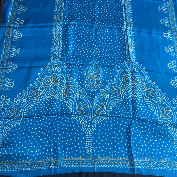 Premium Modal Silk Bandhani Print Zari Work Designer Unstitched Suit Set - NY3101-B