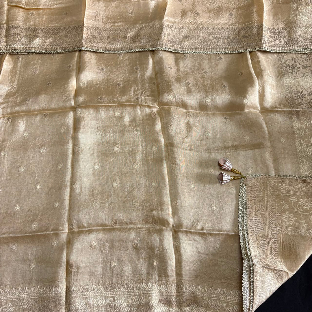 Premium Dola Silk Unstitched Suit Set With Intricate Dabka and Sequin Work - PT9285-1