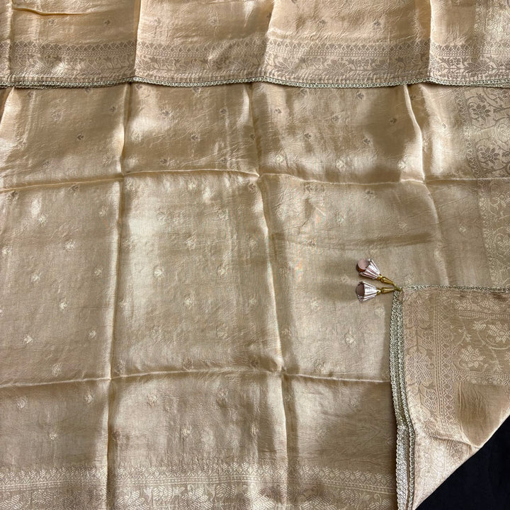 Premium Dola Silk Unstitched Suit Set With Intricate Dabka and Sequin Work - PT9285-1