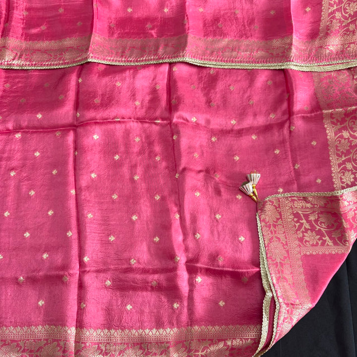 Premium Dola Silk Unstitched Suit Set With Intricate Dabka and Sequin Work - PT9285-2