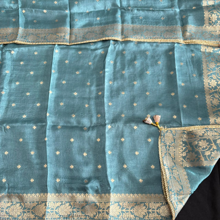 Premium Dola Silk Unstitched Suit Set With Intricate Dabka and Sequin Work - PT9285-4