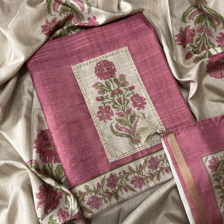 Tigi Silk Digital Print Unstitched Suit Set with Elegant All-Over Digital Floral Print - N11215 - 3