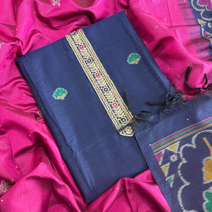 Designer Tigi Silk Unstitched Suit Set Featuring Intricate Zardozi-Style Work - NS0755-C