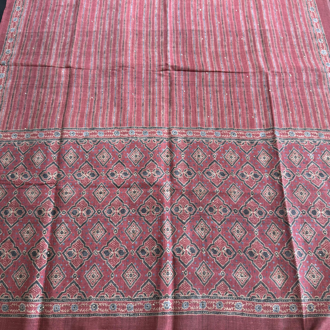 Tigi Silk Zardozi Pearl & Mirror Work Unstitched Suit - NS0865 - B