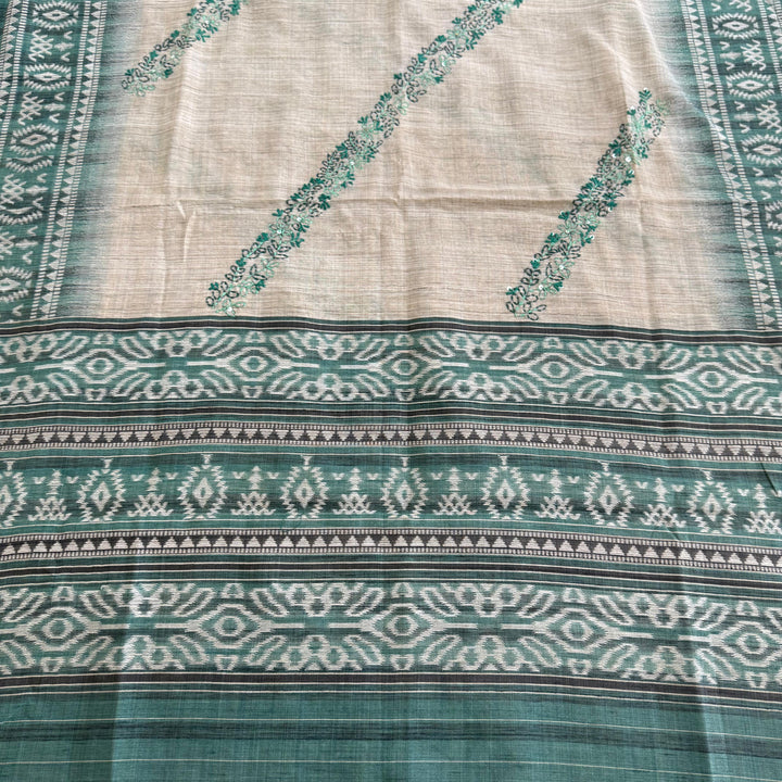 Tigi Silk with Kantha-Style Thread & Sequins Work Unstitched Suit Set - NS0820-2
