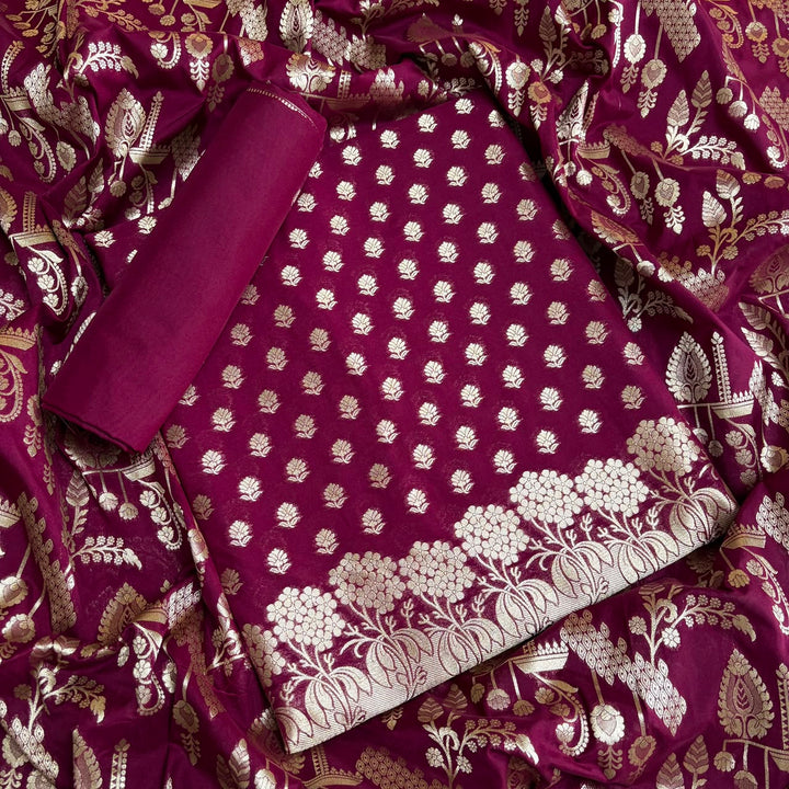 Banarasi Silk Unstitched Suit Set-LF1701-A2
