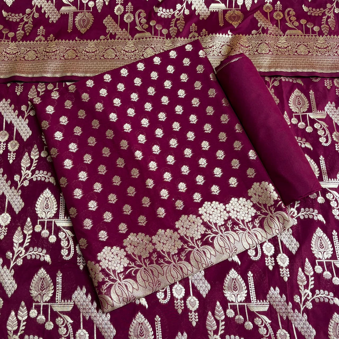 Banarasi Silk Unstitched Suit Set-LF1701-A2