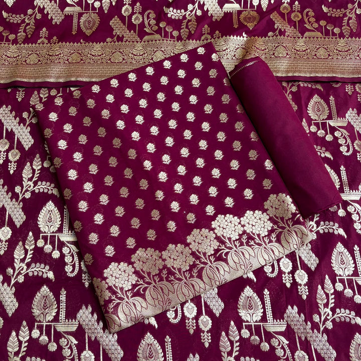 Banarasi Silk Unstitched Suit Set-LF1701-A2