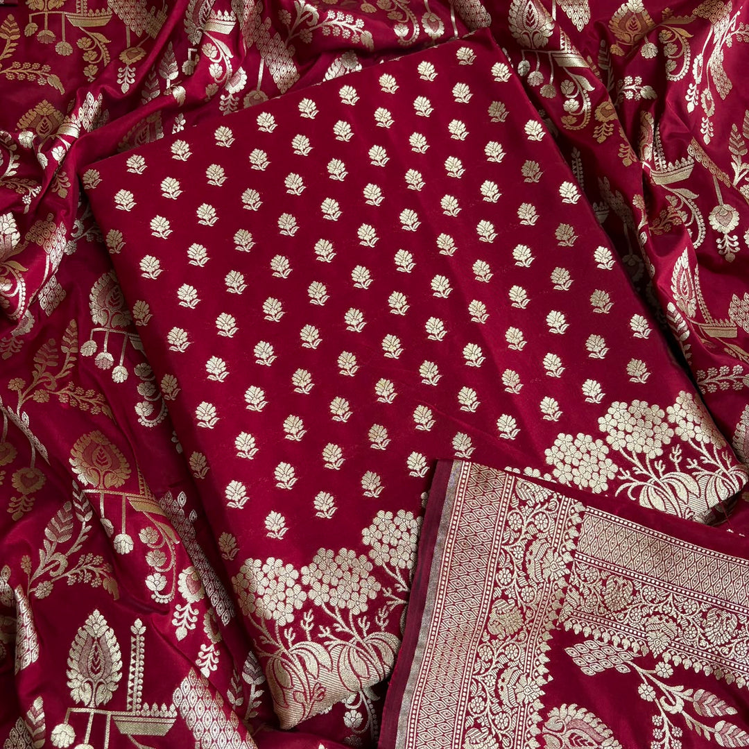 Banarasi Silk Unstitched Suit Set-LF1701-A3