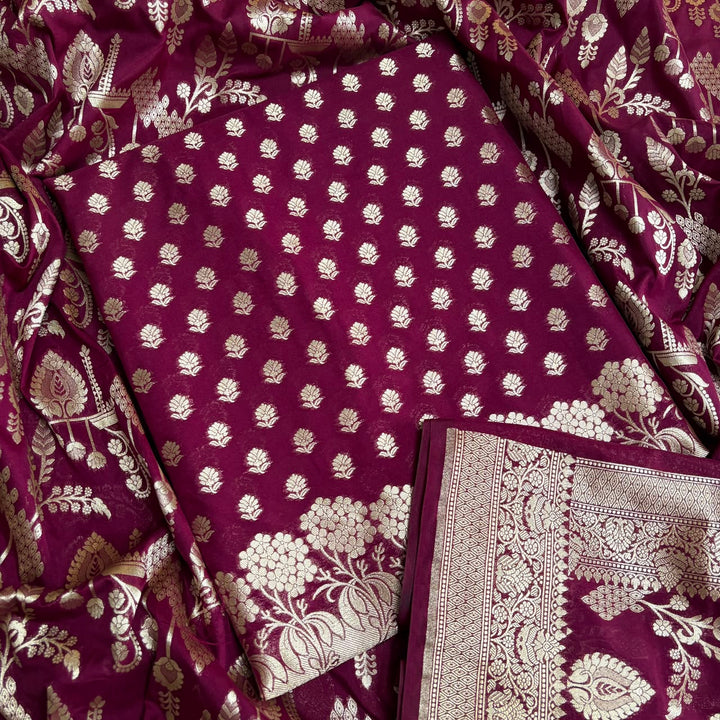 Banarasi Silk Unstitched Suit Set-LF1701-A2