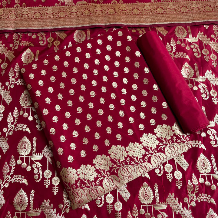 Banarasi Silk Unstitched Suit Set-LF1701-A3