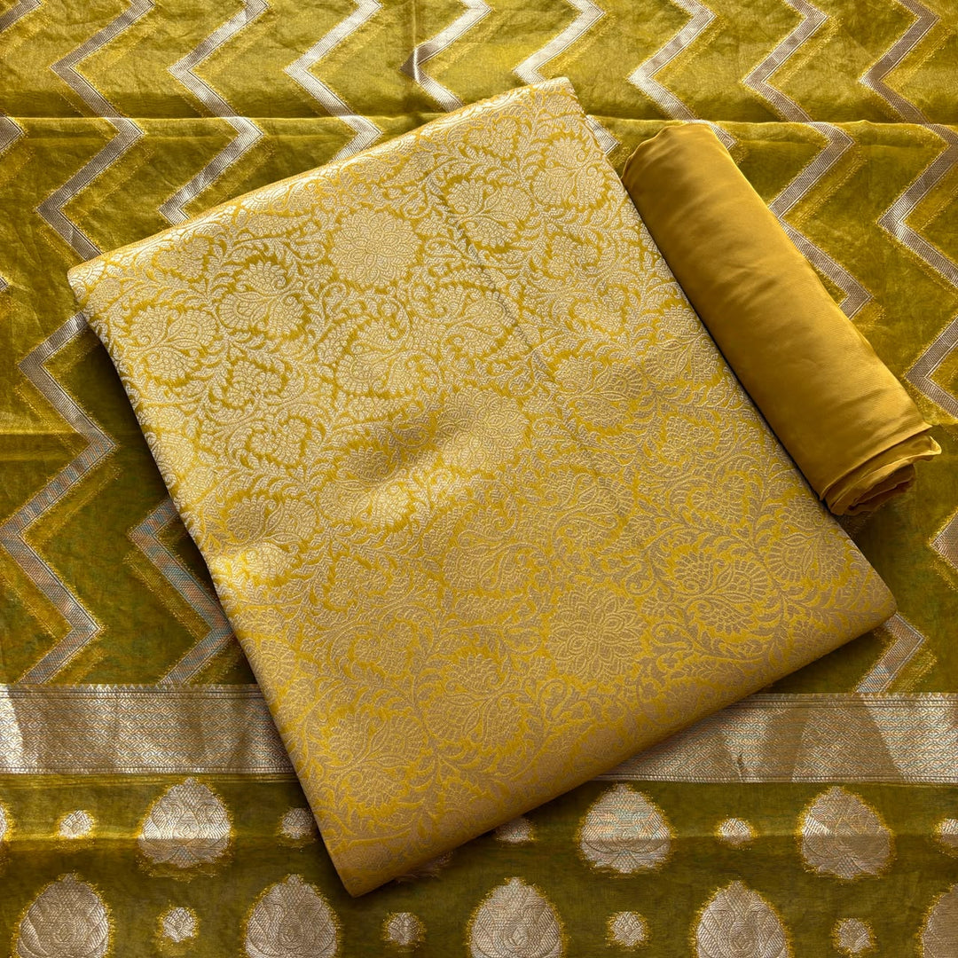 Premium Tanchui Silk Unstitched Suit Set with Luxurious Woven Detailing - ECE991 - 05