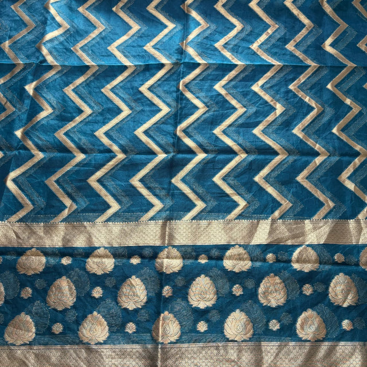 Premium Tanchui Silk Unstitched Suit Set with Luxurious Woven Detailing - ECE991 - 10