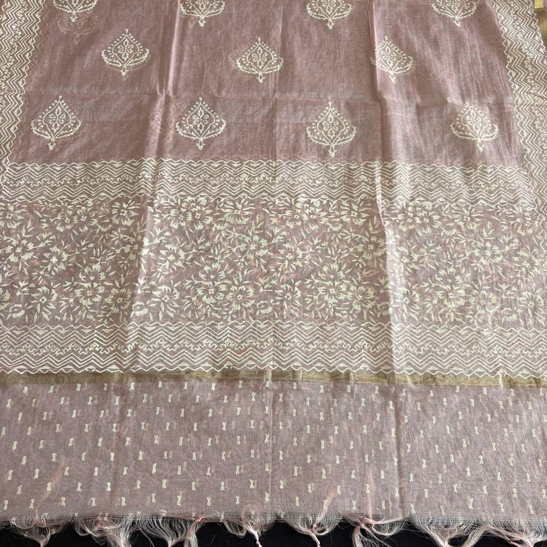 Premium Chanderi Thread & Sequin Embroidered Unstitched Suit Set-IK2649-03