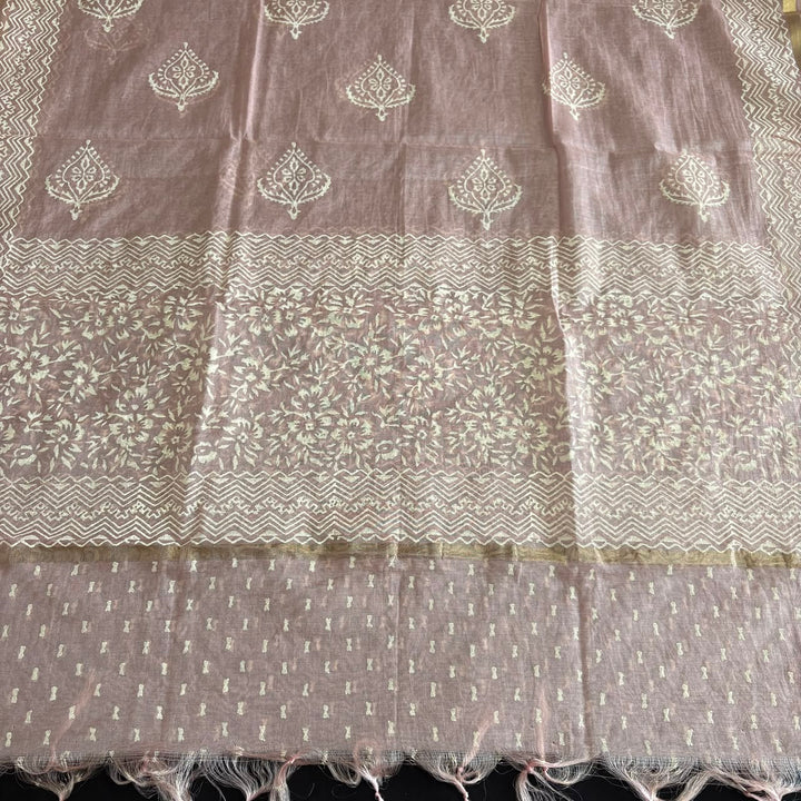 Premium Chanderi Thread & Sequin Embroidered Unstitched Suit Set-IK2649-03