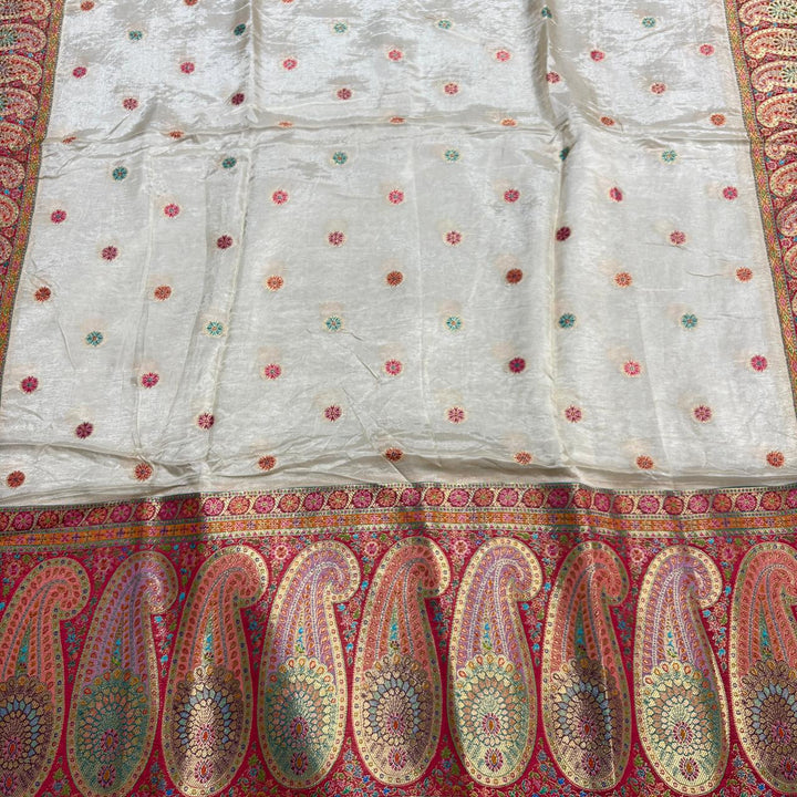 Premium Dola Silk Banarasi Meena Zari Work Unstitched Suit Set-ECE1991-A