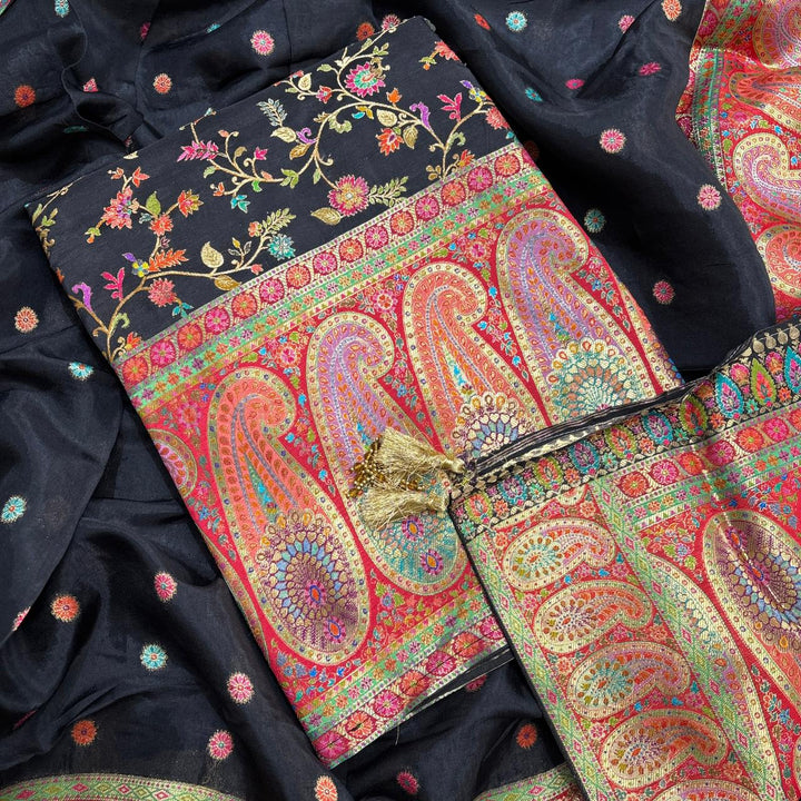 Premium Dola Silk Banarasi Meena Zari Work Unstitched Suit Set-ECE1991-A3