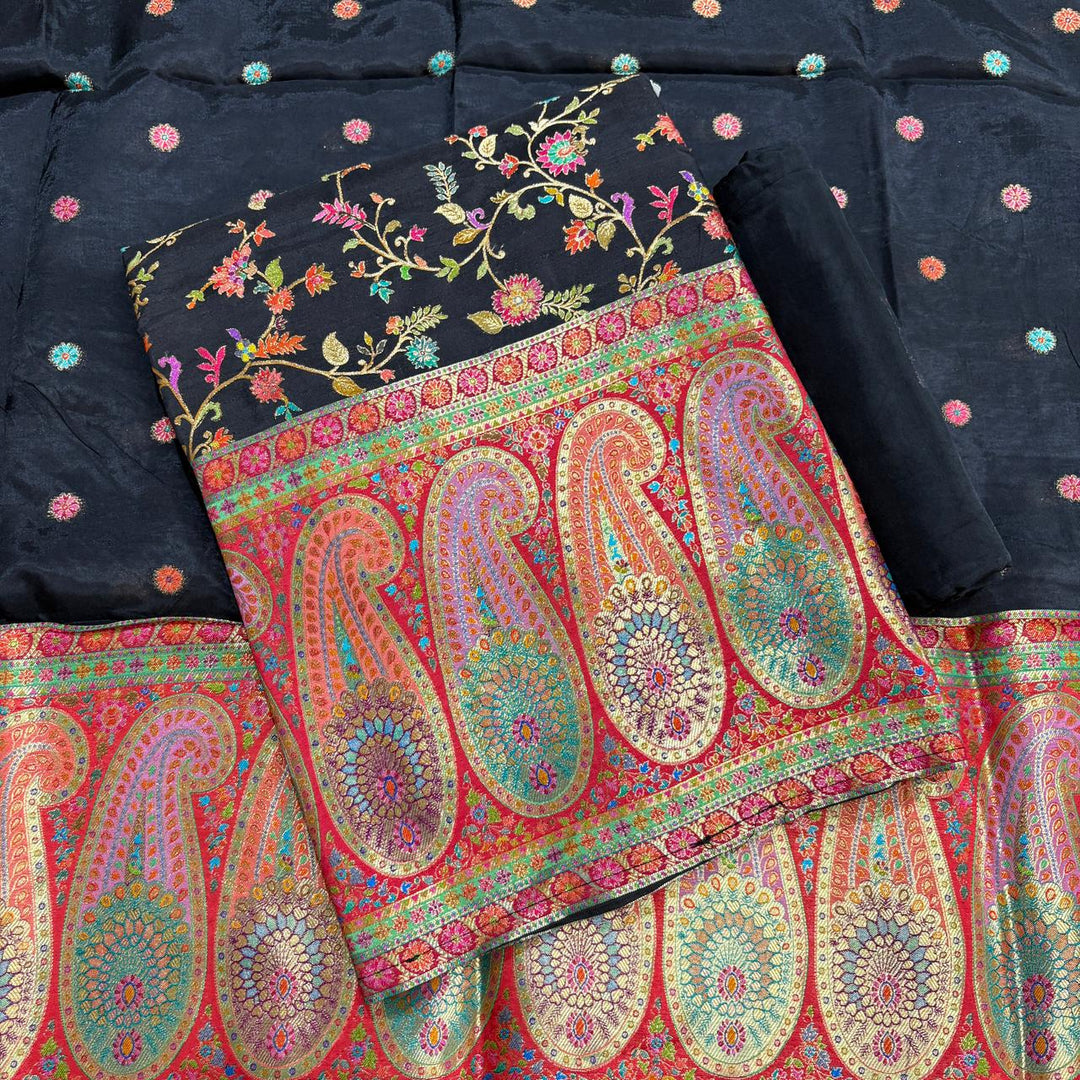 Premium Dola Silk Banarasi Meena Zari Work Unstitched Suit Set-ECE1991-A3