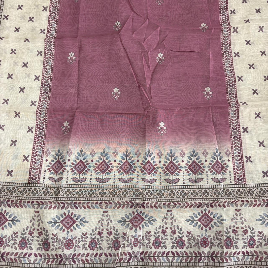 Premium Chanderi Mirror & Thread Work Unstitched Suit Set-N15471-A1