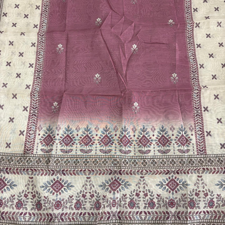 Premium Chanderi Mirror & Thread Work Unstitched Suit Set-N15471-A1