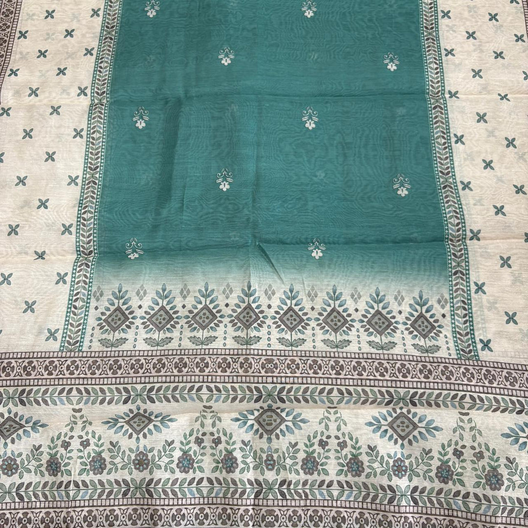 Premium Chanderi Mirror & Thread Work Unstitched Suit Set-N15471-A