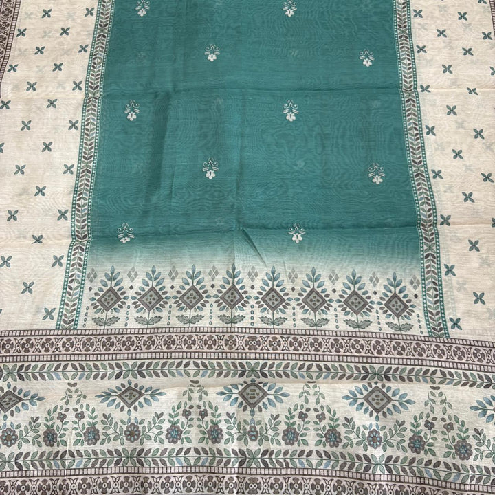 Premium Chanderi Mirror & Thread Work Unstitched Suit Set-N15471-A